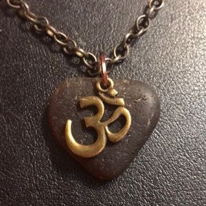 Antique OM SYMBOL ON A NATURAL STONE necklace